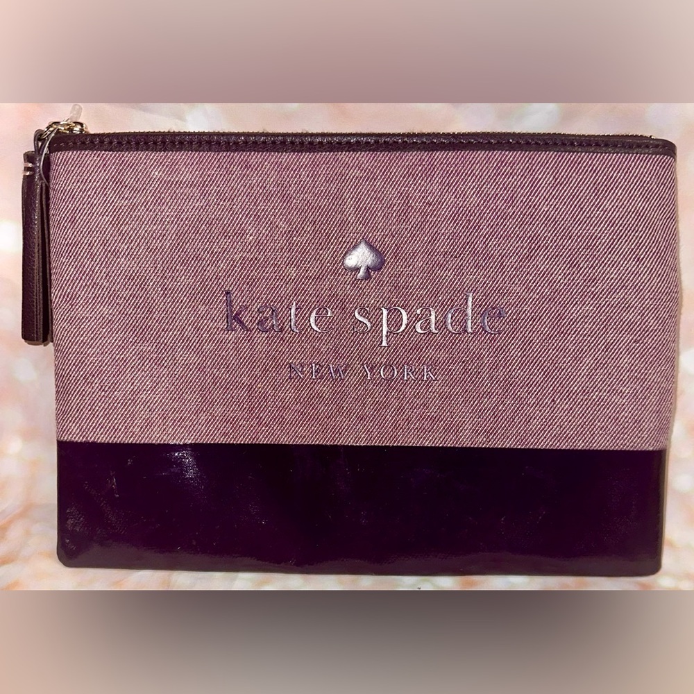 Kate Spade Deep Plum and Pink Zip Pouch